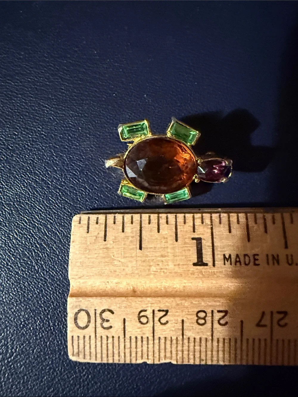 Joan Rivers Gold-Tone Turtle Brooch with Amber, Green and Fuchsia Stones